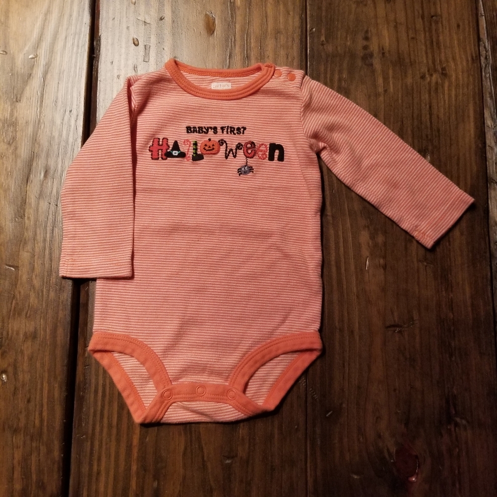 Carter's Baby's First Halloween Onesie 9 Months Boy Girl Orange Striped